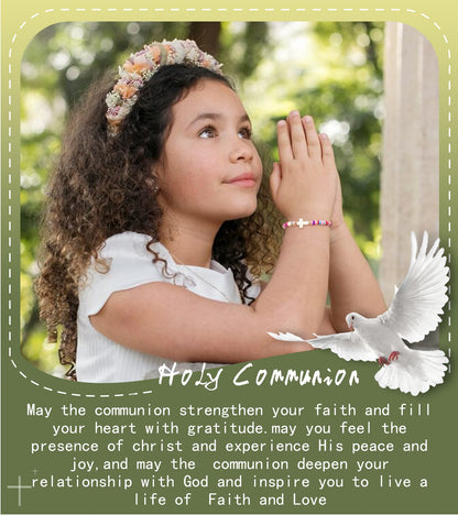 Handmade Gifts for Kids/Girls/Teens/Women-Cute Cross Bracelet First Communion Baptism Confirmation Graduation Gifts, Colorful Religious Bracelets Christian Jewelry Jesus Faith Trendy Stuff