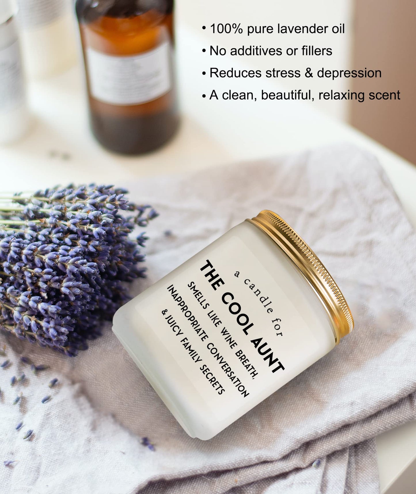 Cool Aunt Lavender Candle Gifts: Funny New Aunt Birthday Gifts from Niece Nephew Best Aunty Ever Christamas Day Gift 7oz