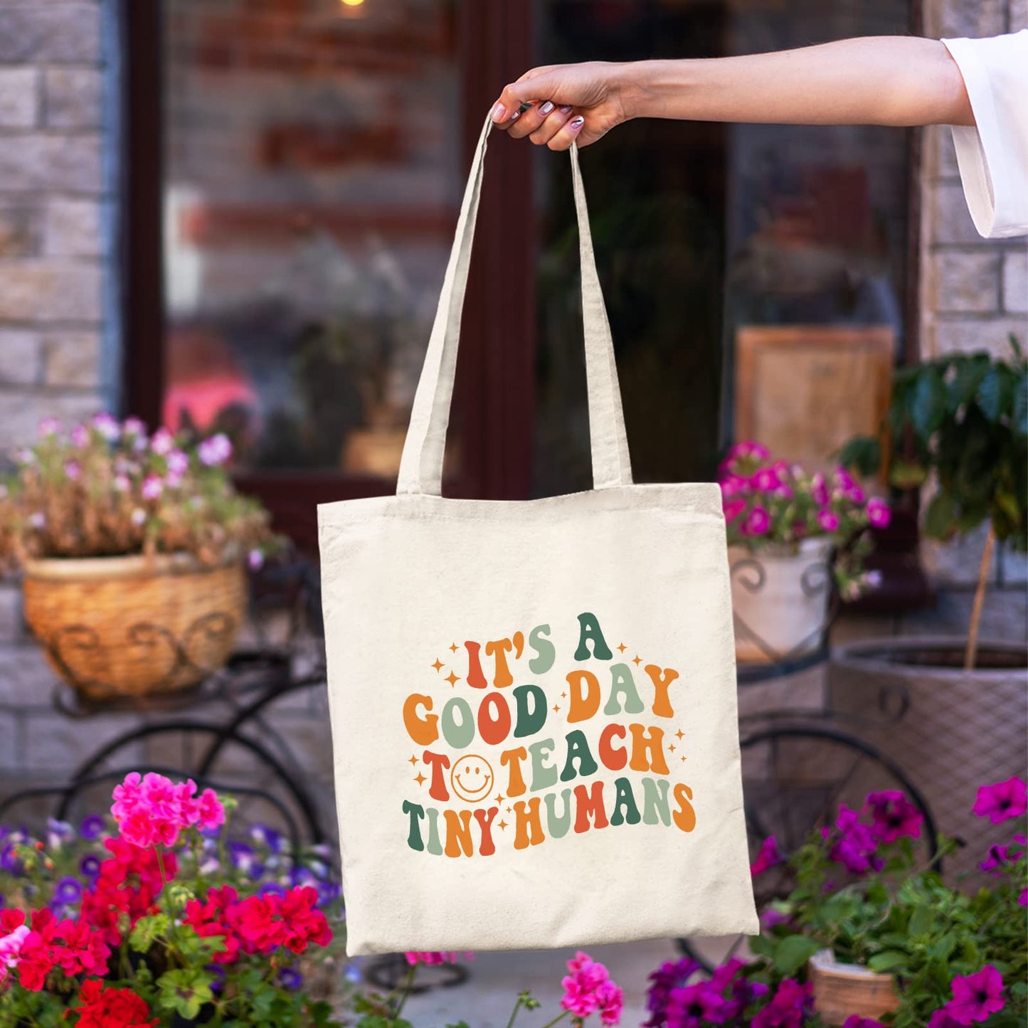 Kimoli Teacher Appreciation Gifts School Canvas Tote Bags Aesthetic Travel Beach Bag Summer Reusable Grocery Shopping Bag
