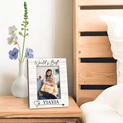 Yiayia Gifts Picture Frame 5x7, Grandma Photo Frame, Christmas Mothers Day Birthday Gifts for Yiayias from Grandkids, World's Best Yiayia Wooden Picture Photo Frames for Desk Home Room Decor