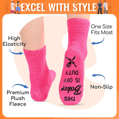 HAPPYPOP Baker Gifts for Women - Pastry Socks 'Lets Get Baked', Baking Socks for Women
