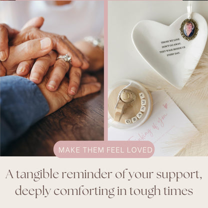 Memorial Dish - Heart-Shaped Ceramic Bowl for Loss of Loved Ones - Modern Style with Floral Pattern - Bereavement Gift for Funeral or Memorial Occasion
