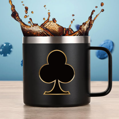 Gtmileo Poker Gifts, 4Pcs Casino Insulated Coffee Mug, Christmas Holiday Birthday Gambling Gifts for Poker Players Men Women (14Oz-Black)