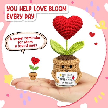 Tiny Detalles Mini Heart Flowers Crochet, Mothers Day for Mom from Daughter, Son, Heart Gifts for Women, Unique Appreciation Gifts for Teachers, Mentors, Coworkers, Nurses, Bosses