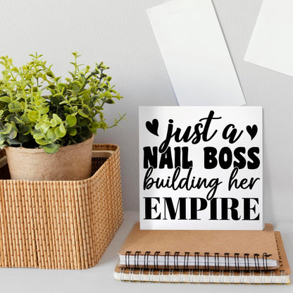 Nail Tech Gifts for Women, Nail Artist Technician Manicurist Christmas Birthday Gift Nail Salon Room Desk Decor, Just a Nail Boss Building Her Empire, Wooden Box Sign