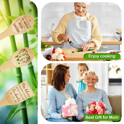 Maxdot 4 Pieces Mother's Day Spanish Gifts for Abuela Laser Engraved Bamboo Cutting Board Engraved Bamboo Cooking Board Gift Set for Grandma Mom from Daughter Grandchildren