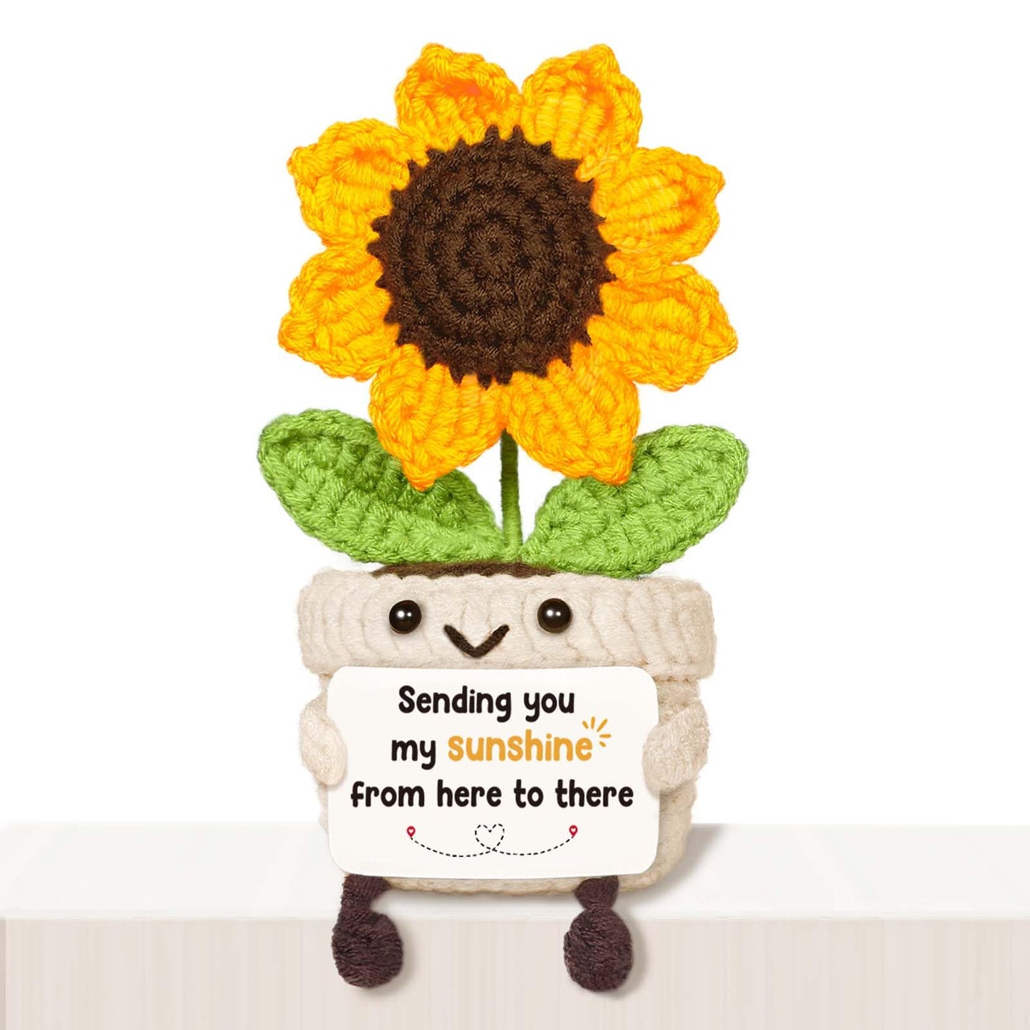 AceThrills Long Distance Relationship Gifts for Girlfriend Boyfriend Him Her - Handmade Positive Sunflower Crochet Decor - Long Distance Friendship Gift, Moving Away Farewell Leaving Gifts for Women