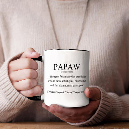 Papaw Coffee Mugs, Grandpa Coffee Teacup, Fathers Day Christmas Birthday Gifts for Papaws, Grandpa Papaws Gifts from Grandkids Grandchildren, Papaw Definition Ceramic CoffeeMug 11oz