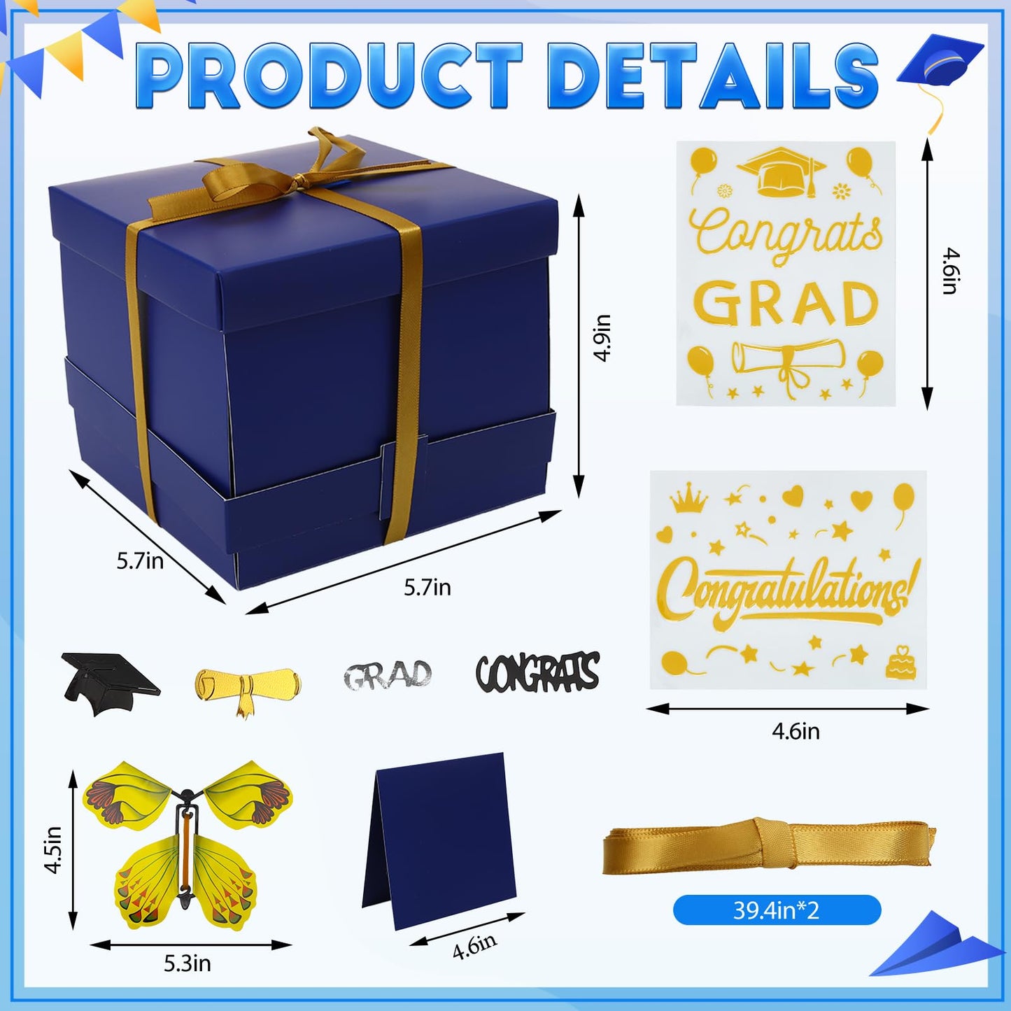 tesaiue Flying Butterfly Explosion Gift Box, Birthdays Surprise Exploding Gift Box with 4 Pcs Flying Butterfly, DIY Exploding Fantasy Decor for Birthdays, Wildflower, Wedding, Valentine's Day