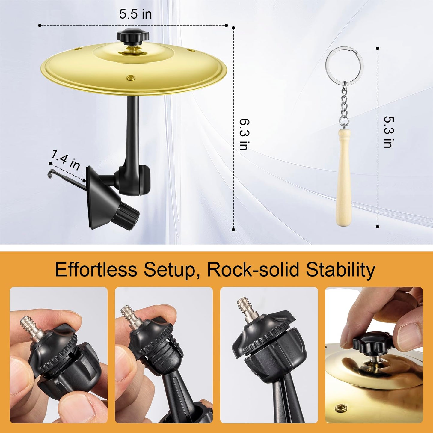 Mini Car Drum Cymbal For Car Air Vent (Gold) – Crash Cymbal Dashboard Ornament Accessory for Musicians, Drummers, Music Lovers – Funny Auto Interior Gift for Men Women Teens