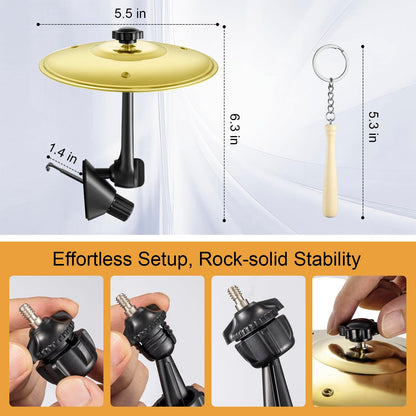 Mini Car Drum Cymbal For Car Air Vent (Gold) – Crash Cymbal Dashboard Ornament Accessory for Musicians, Drummers, Music Lovers – Funny Auto Interior Gift for Men Women Teens