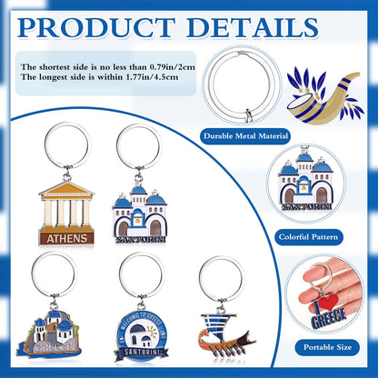 Landical Greece Metal Keychains Souvenirs Gifts Bulk Greek Travel Evil Eye Souvenirs Gifts for Women Men