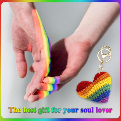 Lesbian Stuff LGBTQ Gifts for Girlfriend Boyfriend Crochet Rainbow Keychain Lesbian Gifts Gay Pride Accessories
