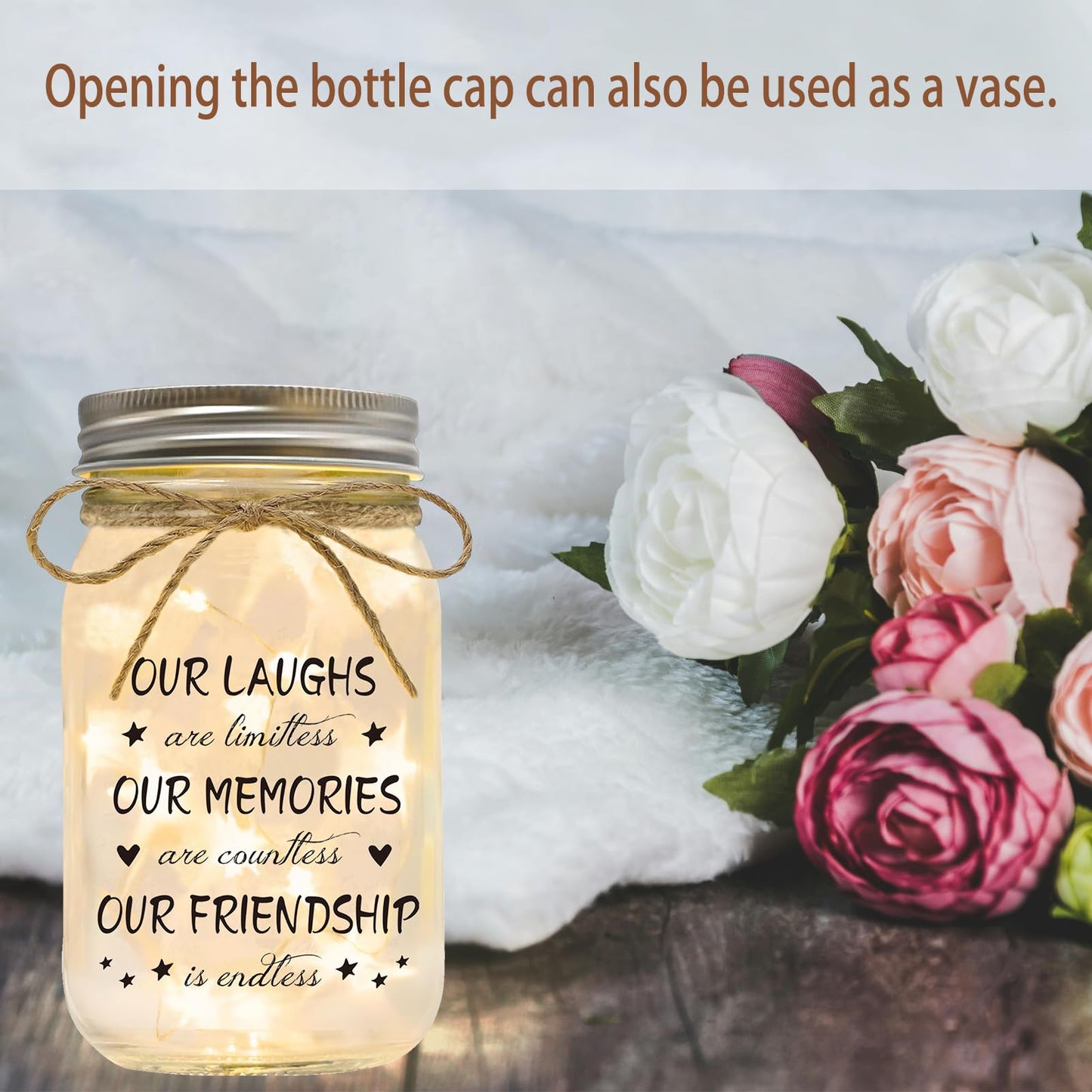 Friendship Gifts for Women Best Friend Birthday Christmas Gift - Mothers Day Gifts for Friends, Mason Jar Night Lights, Heartfelt Home Decor Gift