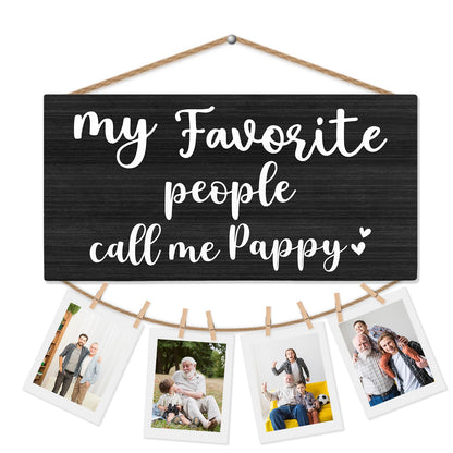 Best Pappy Gifts Black Picture Frame Photo Holder for Wall, Birthday Gifts for Papa Grandpa, Thank You Grandfather Poppy Gift from Grandchildren Grandkids Hanging Photo Display