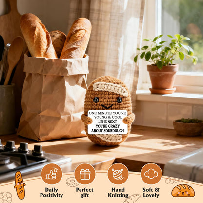 Belatelove Birthday Gifts for Men Women Him Her, Handmade Crochet Bread “About Sourdough” Decorations, Funny Birthday Crochet Gifts for Girlfriend Boyfriend Couples Wife Husband, Cute Desk Decor