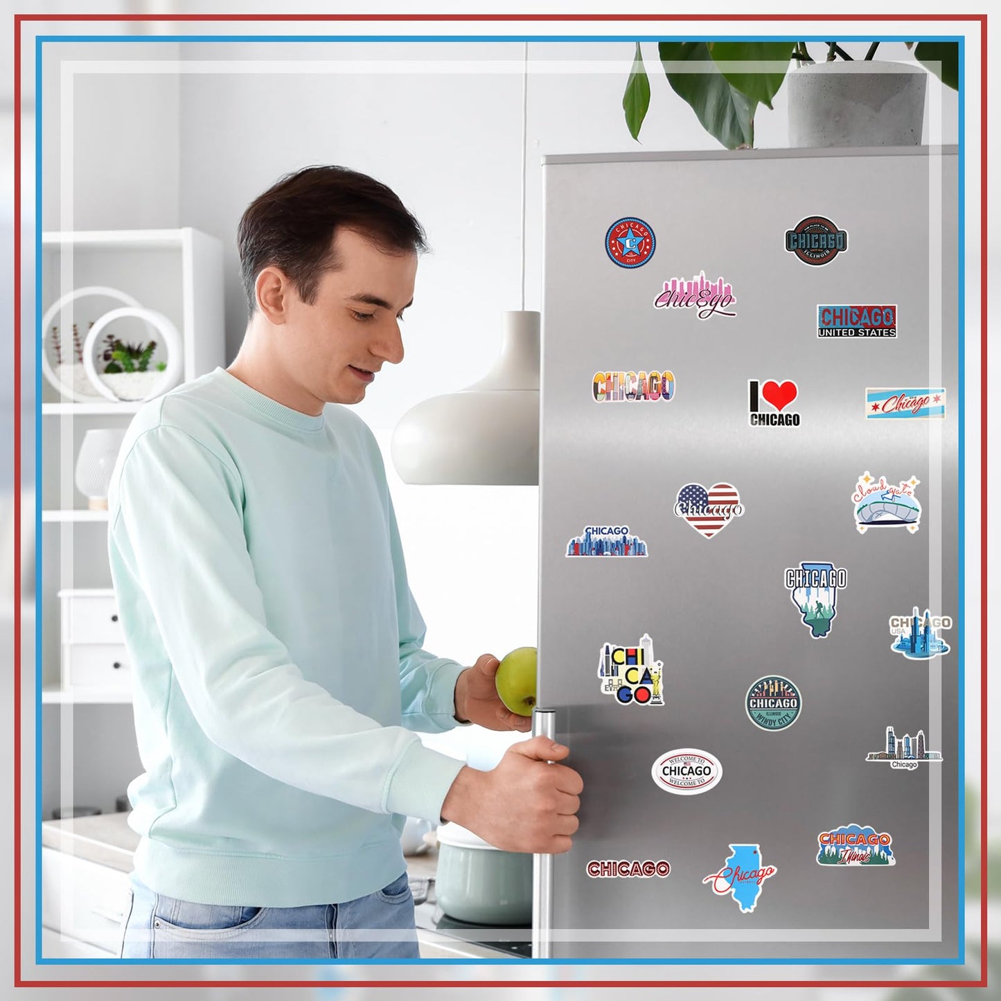 Konohan 30 Pcs Chicago Souvenirs Gifts Chicago Magnet for Refrigerator City Magnetic Refrigerator Stickers for Home Decoration