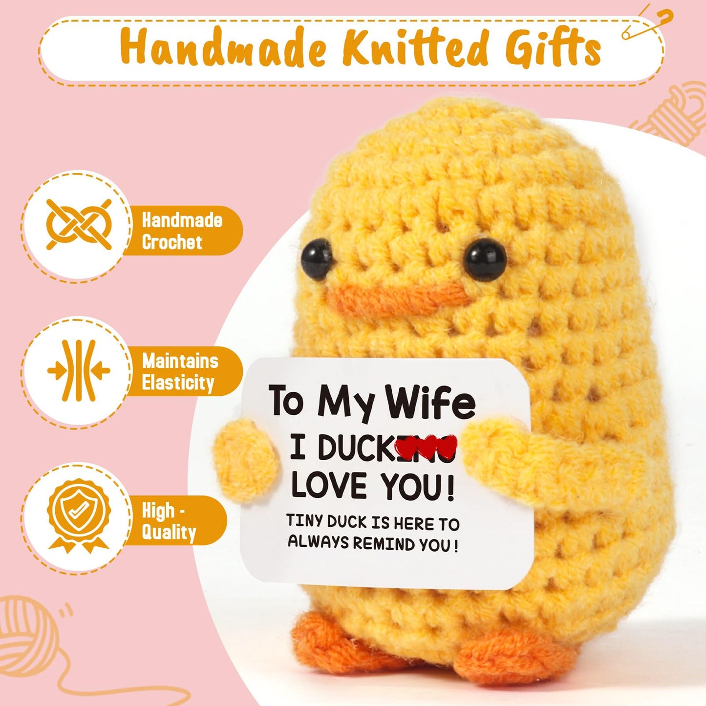 MBL Gifts for Wife Birthday Anniversary - Funny Cute Crochet Duck Anniversary Wedding Romantic Gifts for Couples Girlfriend Mothers Her Women Christmas Mother's Day, I Duck Love You