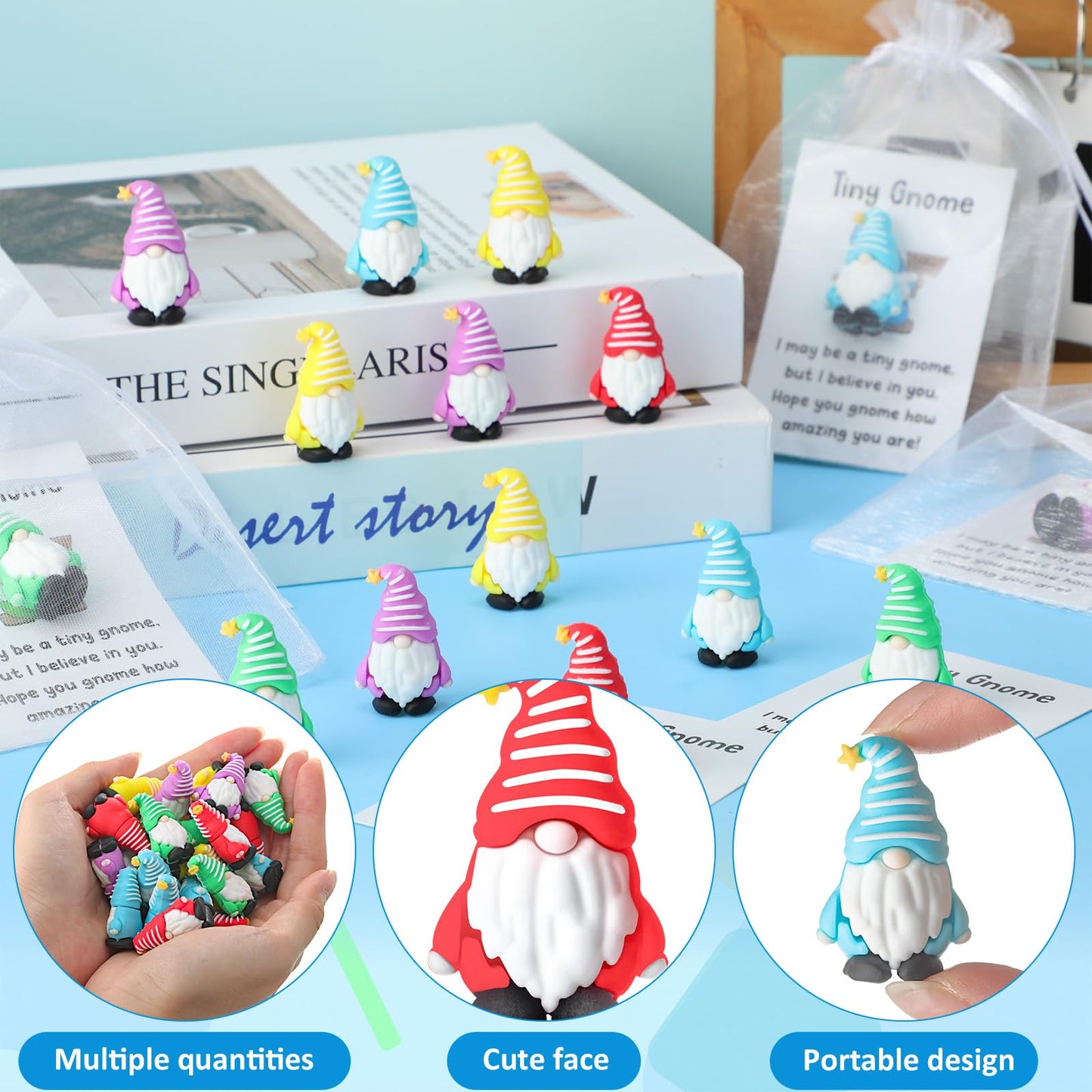 30 Sets Good Luck Gifts Bulk Include Mini Gnomes Figurines Blessing Cards Pocket Favors for Gift Stuffers Fillers to Hide and See Decor in Yard Landscape Indoor Fairy Garden DIY Crafts(Standing)