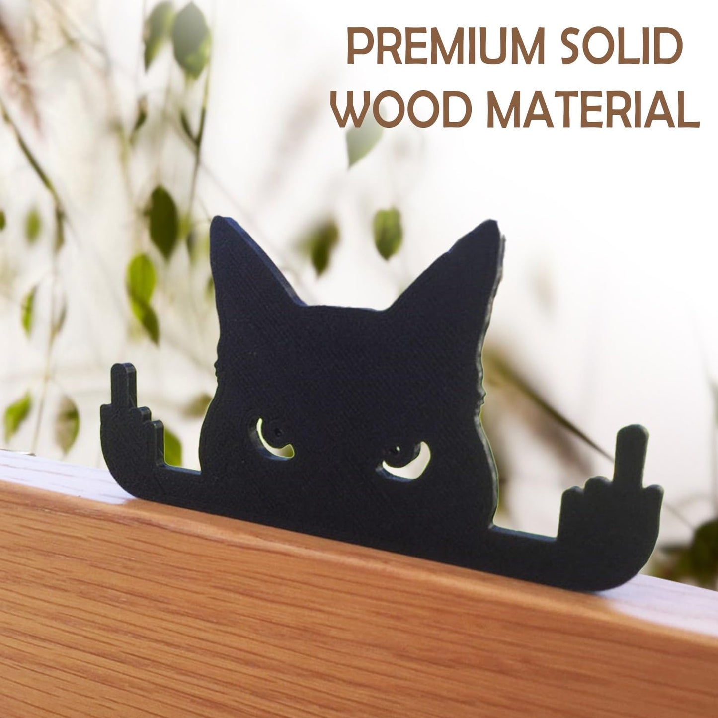 Funny Black Cat Middle Finger Figurine - Unique Desk, Shelf & Window Decor - Cool Cat Lover Gift - Hilarious Office & Home Decoration (Small)