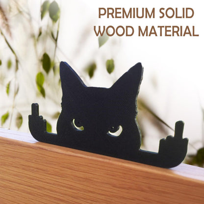 Funny Black Cat Middle Finger Figurine - Unique Desk, Shelf & Window Decor - Cool Cat Lover Gift - Hilarious Office & Home Decoration (Small)