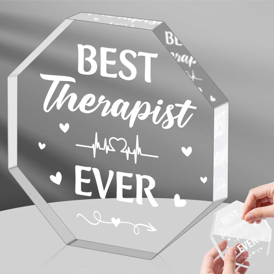 WATINC Appreciation Gifts Award for Therapist - Thank You Therapists Gift for Women, Acrylic Octagon Psychologist Table Sign Plaque, Graduation Retirement Centerpiece Desk Accessories for Coworkers