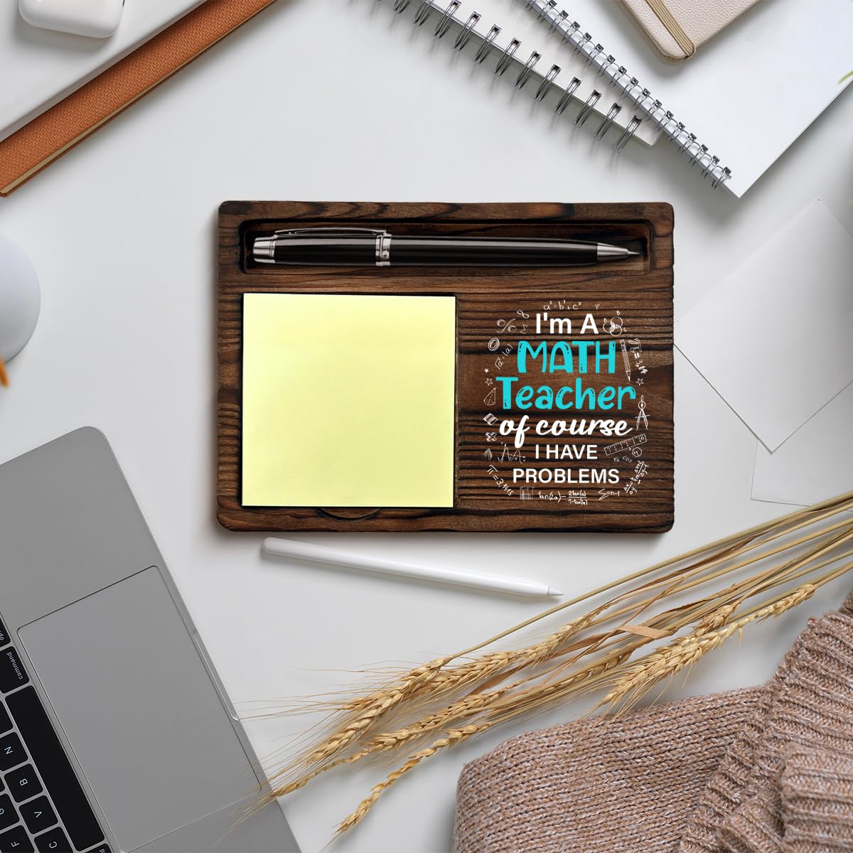 Funny Math Teacher Gifts for Men Women, Gifts for Math Teacher Thank You Appreciation Birthday Retirement Back to School, Sticky Note Holder for Classroom Office Desk Decor