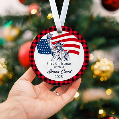 Christmas Ornaments 2025, First Christmas with a Green Card Hanging Ornaments American Citizenship Gifts New Us Citizen Ornament for Congratulations On Immigration, Immigrants Naturalization