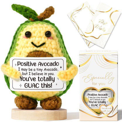 Emotional Support Crochet Positive Avocado Inspirational Cheer Up Gifts for Women,Handmade Positive Crochet Gift Thank You Birthday Mothers Day Teacher Appreciation Gifts for Coworker Nurse Mom Friend