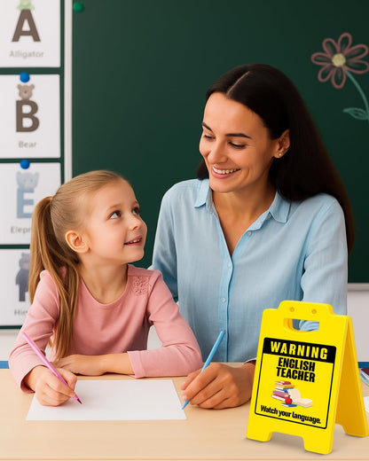 Funny English Teacher Office Decor Sign Watch Your Language Warning Sign for Classroom Office Decorations English Teacher Gifts