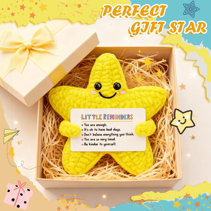 Mental Health Gifts for Women, Crochet Star with Positive Affirmations, Cheer Up Thinking of You Gift for Friend, Anxiety Relief Get Well Soon Self care Gifts