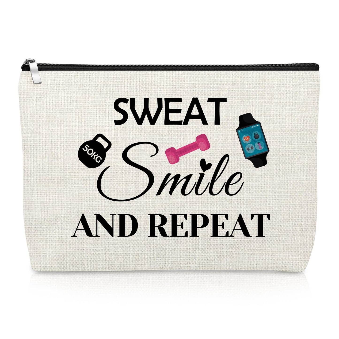 Workout Gifts Fitness Lovers Makeup Bag Gym Gifts for Women Fitness Bodybuilding Cosmetic Bag Exercise Present for Women Friend Trainer Christmas Birthday Present Dumbbell Pendant Travel Pouch