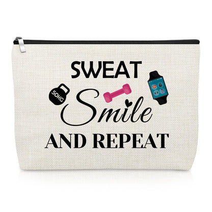 Workout Gifts Fitness Lovers Makeup Bag Gym Gifts for Women Fitness Bodybuilding Cosmetic Bag Exercise Present for Women Friend Trainer Christmas Birthday Present Dumbbell Pendant Travel Pouch
