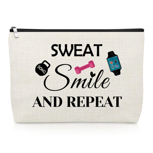 Workout Gifts Fitness Lovers Makeup Bag Gym Gifts for Women Fitness Bodybuilding Cosmetic Bag Exercise Present for Women Friend Trainer Christmas Birthday Present Dumbbell Pendant Travel Pouch