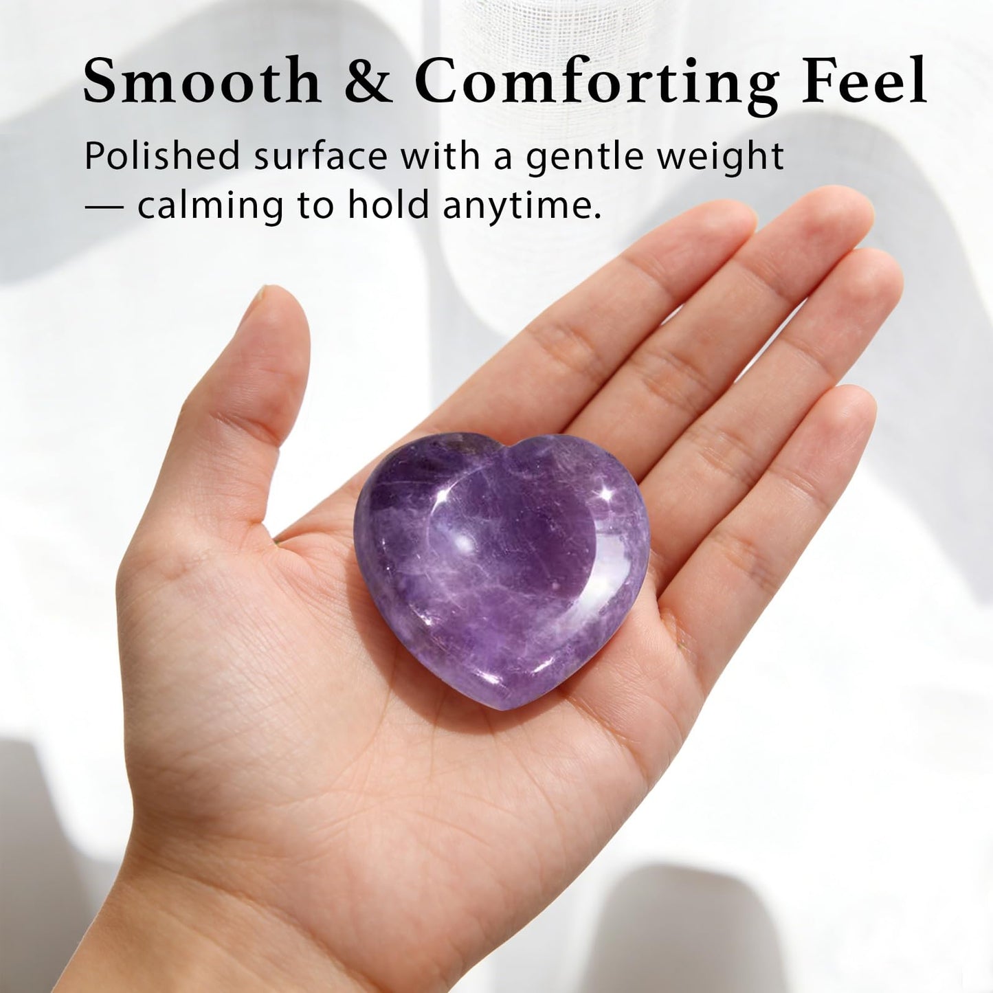 Anxiety Support Gift for Women - Amethyst Crystal Worry Stone, Stress Relief Thumb Stone, Thinking of You Comfort Gift, Inspirational Keepsake for Friends Family & Loved Ones (Amethyst)
