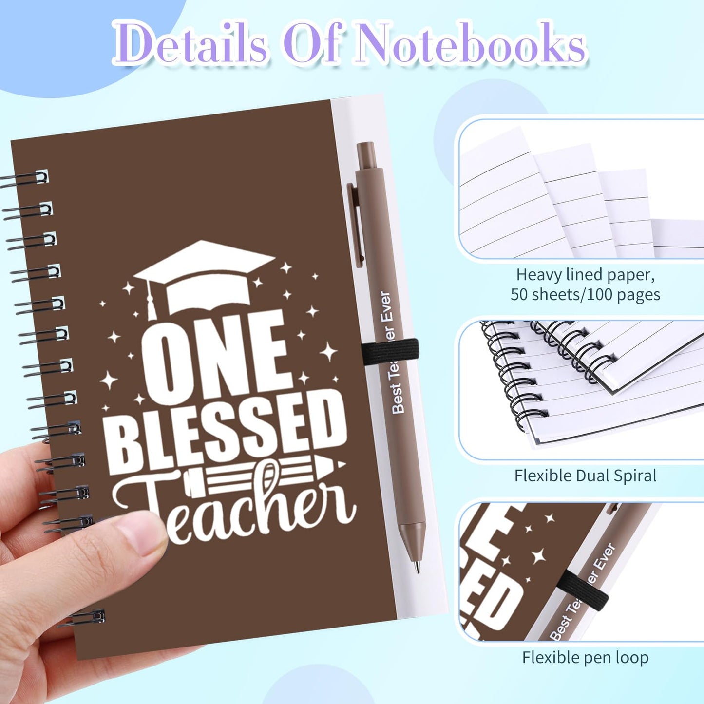 LemonRoad 36 Pcs Teacher Appreciation Gifts Bulk Thank You Teachers Set 16 oz Plastic Coffee Cup with Lid Straw Notebook and Pen 2026 Graduation Gift for Mentor Counselor (Teacher Wish,Morandi)