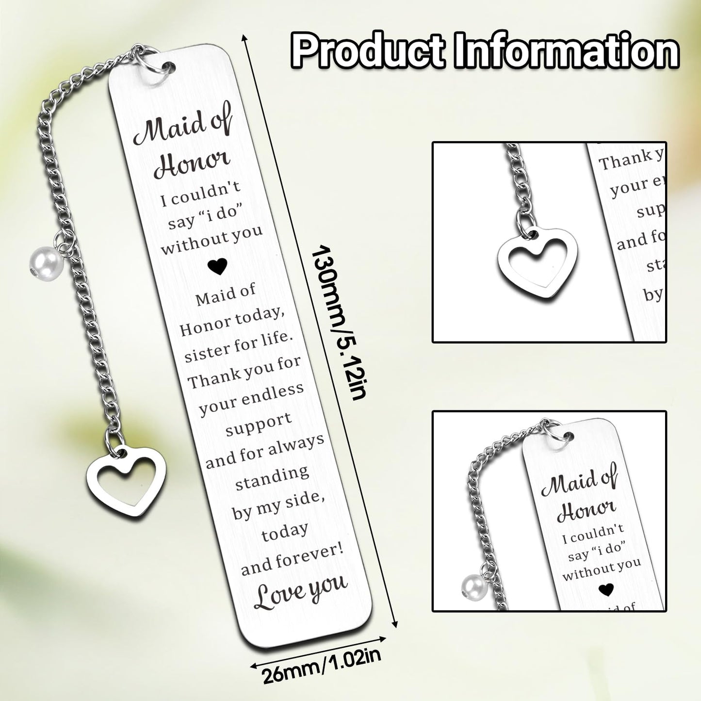 Maid of Honor Gifts Bookmark, Bridesmaid Gift from Bride, Maid of Honor Proposal Gifts, Bridesmaid Proposal Gift, Bridal Shower Bachelorette Party Wedding Present for Maids of Honors Bridesmaids
