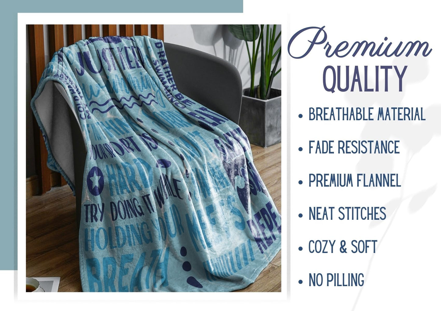 Huglanket Swimming Swimmer Gifts Blanket Throw - Gift for Women, Men, Teen Girls, Teammate, Coach - Just Keep, 50" x 65"