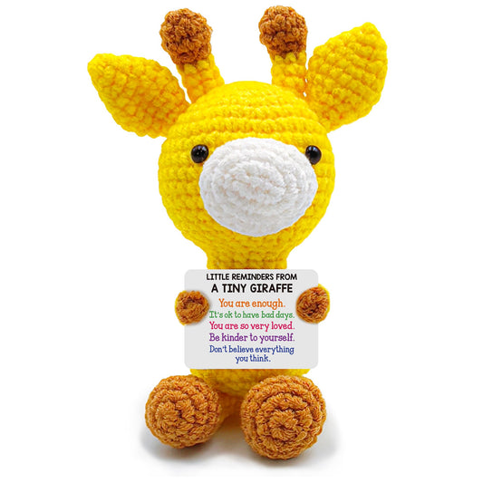 Inspirational Crochet Cheerful Giraffe – Christmas Stocking Stuffers Handmade Cute Emotional Cheer Uplifting Support Funny Gift for Women Student College Coworkers Birthday Graduation Friendship