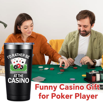BIRGILT Gambling Gifts for Men, Women - Casino Gifts for Christmas - Funny Poker Gift for Poker Players - I'd Rather Be at the Casino Tumbler 20oz