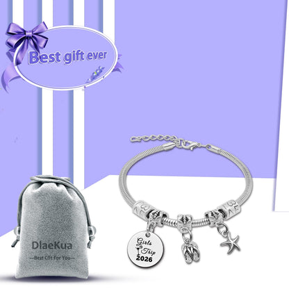 Girls Trip Gifts Girls Trip Weekend Gift Stainless Steel Bracelet Vacation Gifts for Women Beach Gift for Friend Bachelorette Party Presents Girl Weekend Getaway Presents Birthday Beach Present Women