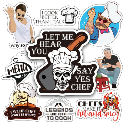 Funny Chef Stickers Pack | Waterproof Vinyl Decals for Water Bottles, Laptops,Car,Auto,Window | Ideal Chef Gifts Culinary School Supplies | Decorative Decals for Culinary Enthusiasts