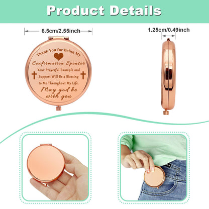Confirmation Sponsor Gifts Sponsor Gifts Compact Makeup Mirror Sponsor Thank You Gift Christian Faith Gift AA Sponsor Gift NA Addiction Recovery Gift Folding Makeup Mirror Birthday Gifts