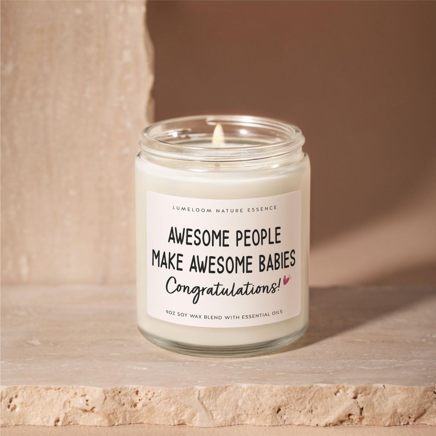 LUMELOOM Gender Reveal Gifts, New Parents Gifts for Couples- 9oz Lavender Scented Soy Wax Candle- Presents for New Mom, Mom to Be, Expecting Mother, Pregnancy Women, Baby Shower