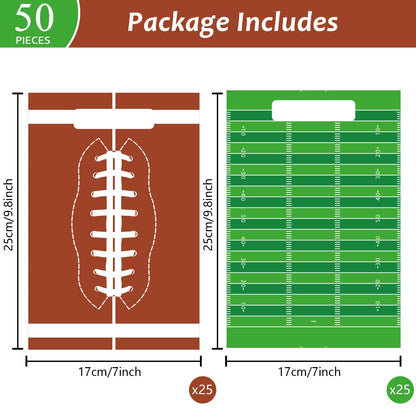 chiazllta 50 Pcs Football Party Bags Football Plastic Goodie Bags Favors Rugby Sports Theme Treat Bags Gift Bags Decorations for Game Day Sports Events Birthday Party