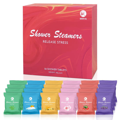 Shower Steamers Aromatherapy 24-Pack, Self Care Spa Gifts for Women& Men, Stress Relief with Natural Essential Oils, Fathers Day Spa Gifts for Husband Dad Him Adults, Appreciation Gifts