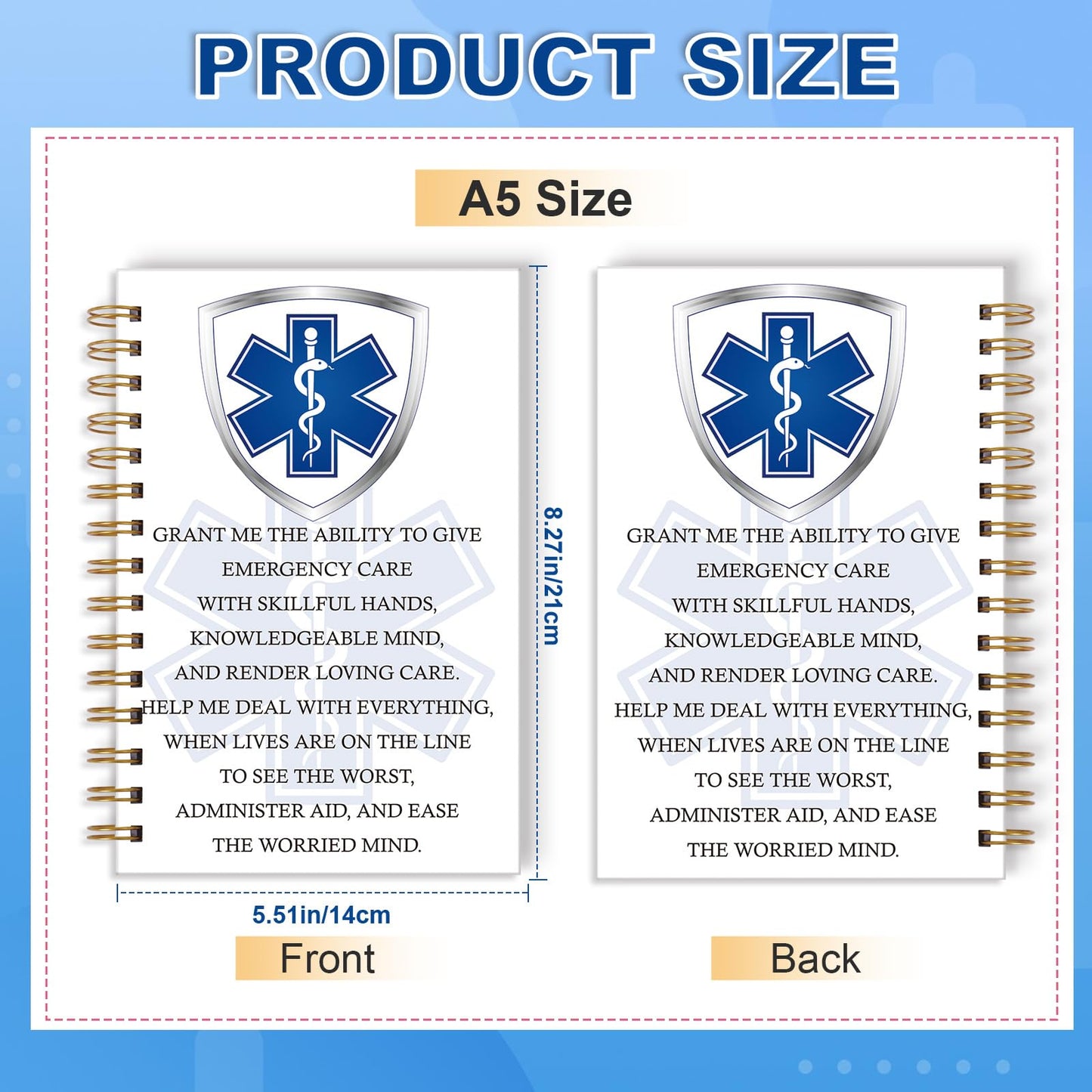 Wxiben Emergency Medical Technician Gifts - EMT Spiral Notebook Journal Emergency Medical Inspirational Gift Nurse Medicals School Graduation Gift for EMT Student Coworker Paramedic 5.5 x 8.3 Inch