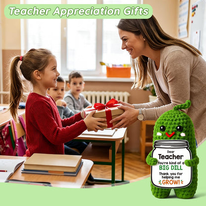 MAMAGIFTREE Teacher Appreciation Gifts- Unique Thank You Gift for Daycare Kindergarten Preschool Teachers Women, Funny Crochet Pickle Plush End of Year Back to School Gift for Teacher