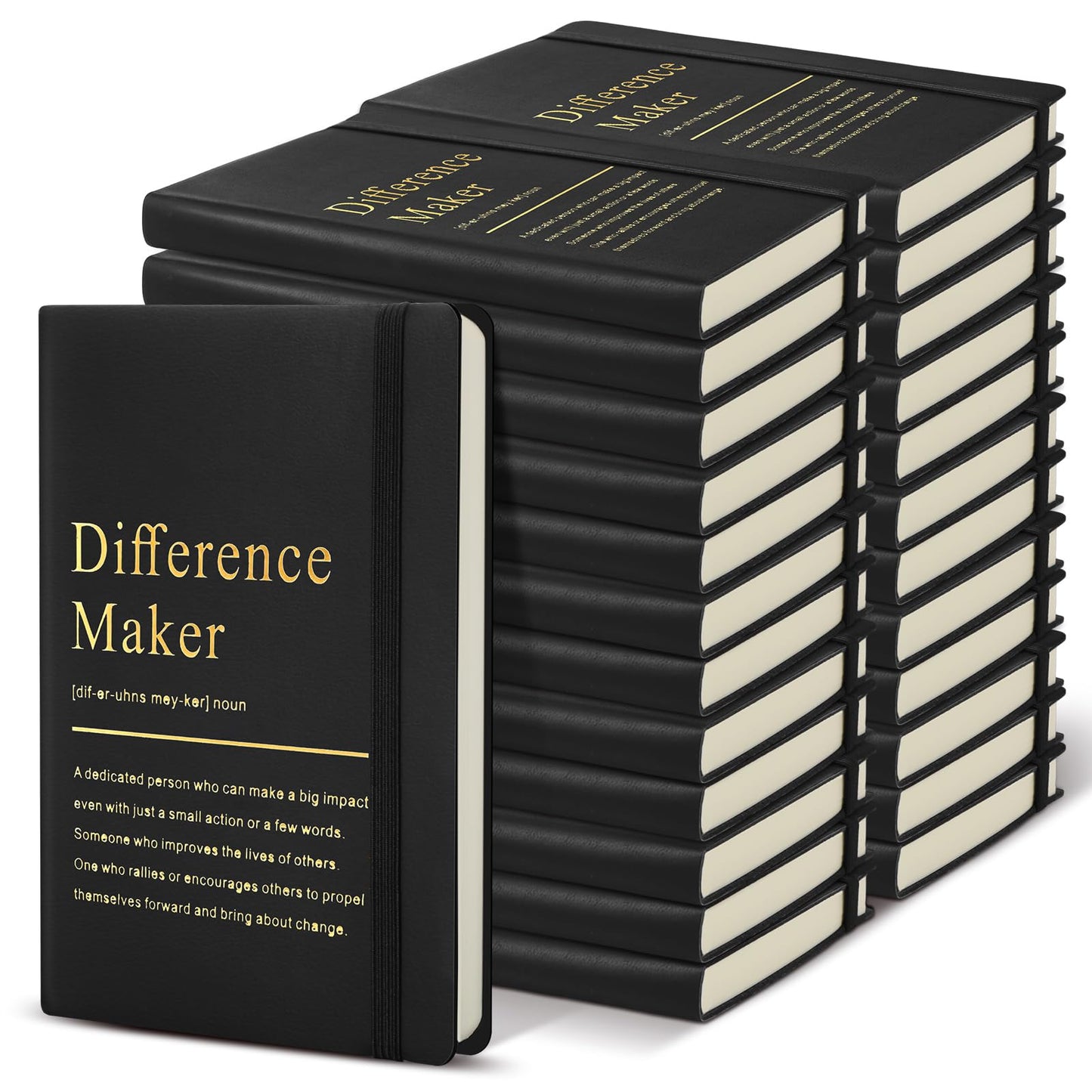 Chiisong 24 Pcs Employee Appreciation Gifts A6 Small Leather Journals Bulk Inspirational Different Maker Notebook Thank You Gift for Women Leadership Coworker Team Staff Christmas (Black)