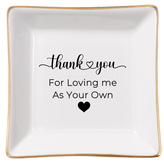 Bonus Mom Gifts for Step Mom Ring Dish Jewelry Tray for Mother in Law Birthday Mothers Day Valentine's Christmas Stepmom Gift, Thank You for Loving Me As Your Own Mother in Law Wedding Gifts